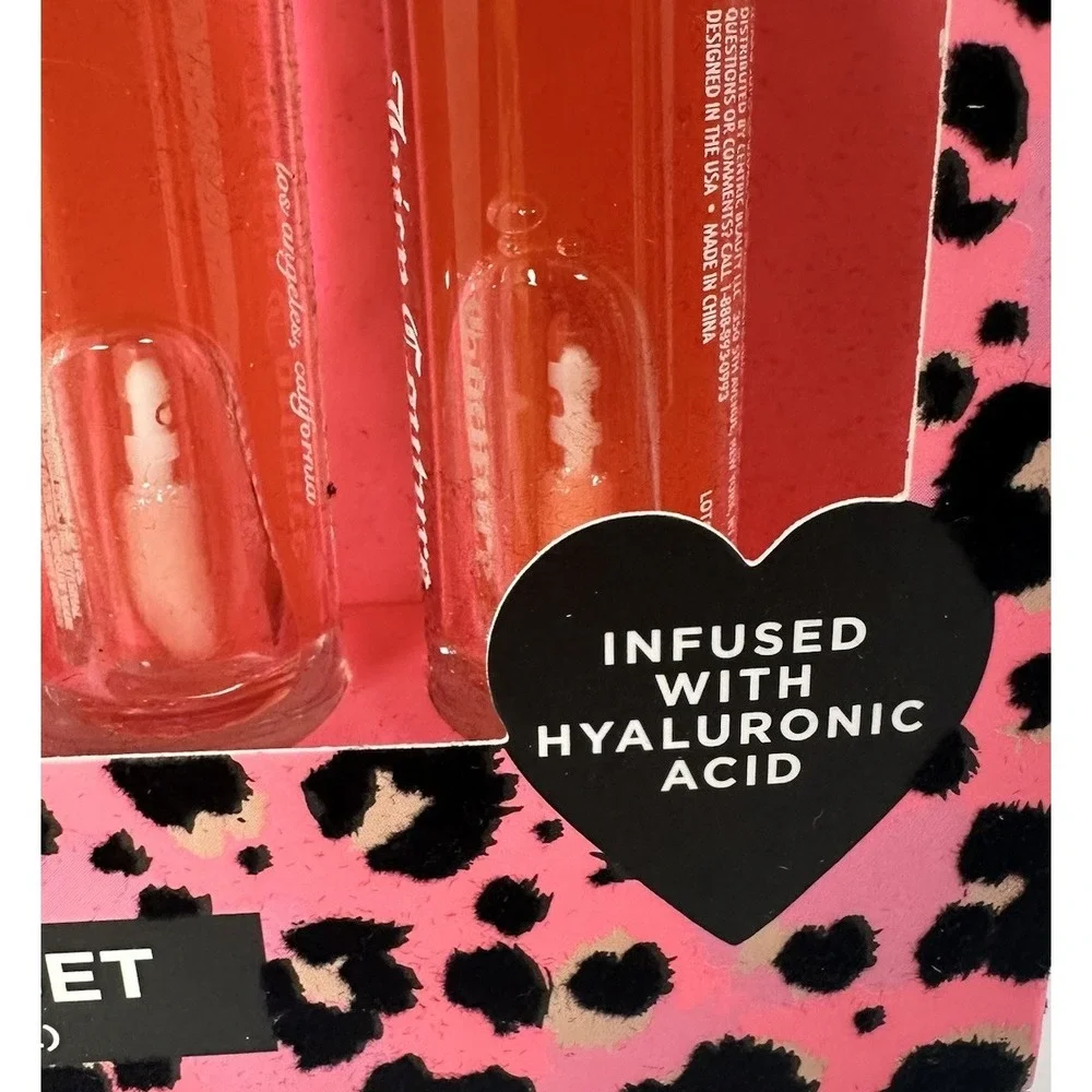 Juicy Couture Lip Oil Set 5 Piece Pink Leopard Hyaluronic Acid New‎